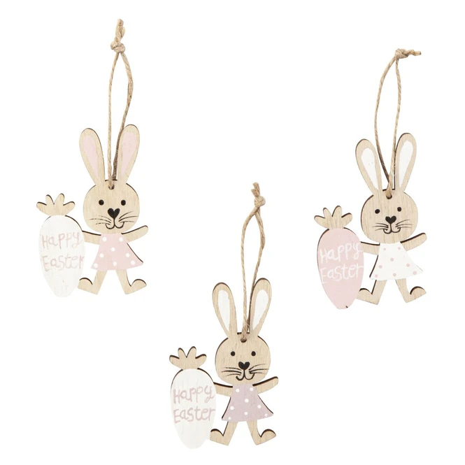 Dekohänger - Hase - Happy Easter - Aus Holz - Ca. 8 X 5 Cm - 3 Stück 4 Dekohänger - Hase - Happy Easter - Aus Holz - Ca. 8 X 5 Cm - 3 Stück – Bild 2