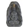 Buddha Mit Solar LED - Aus Magnesia - Ca. 26 X 16,5 X 37 Cm