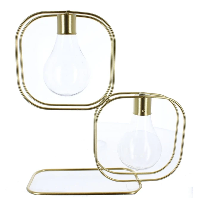 Doppelvase - 2 Glühbirnen - Aus Metall Und Kunststoff - Ca. 25 X 9 X 25,5 Cm 3 Doppelvase - 2 Glühbirnen - Aus Metall Und Kunststoff - Ca. 25 X 9 X 25,5 Cm