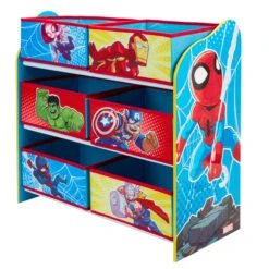 Marvel Spiderman - Regal Mit 6 Boxen -Wohndeko 244104 630996177952 moose toys marvel spiderman spielzeugregal 04