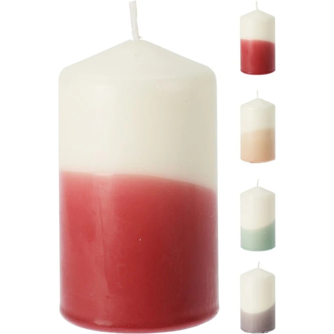 Stumpenkerze - Höhe Ca. 10 Cm - Zweifarbig - 1 Stück 3 Stumpenkerze - Höhe Ca. 10 Cm - Zweifarbig - 1 Stück