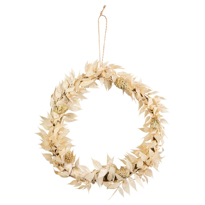 Ruscus-Kranz Zum Hängen - Gebleicht - Ø Ca. 20 Cm 3 Ruscus-Kranz Zum Hängen - Gebleicht - Ø Ca. 20 Cm