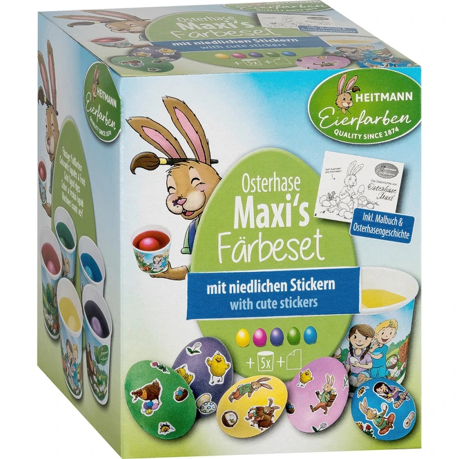 Eierfarben - Osterhase Maxi`s Färbeset - Mit Niedlichen Stickern 3 Eierfarben - Osterhase Maxi`s Färbeset - Mit Niedlichen Stickern