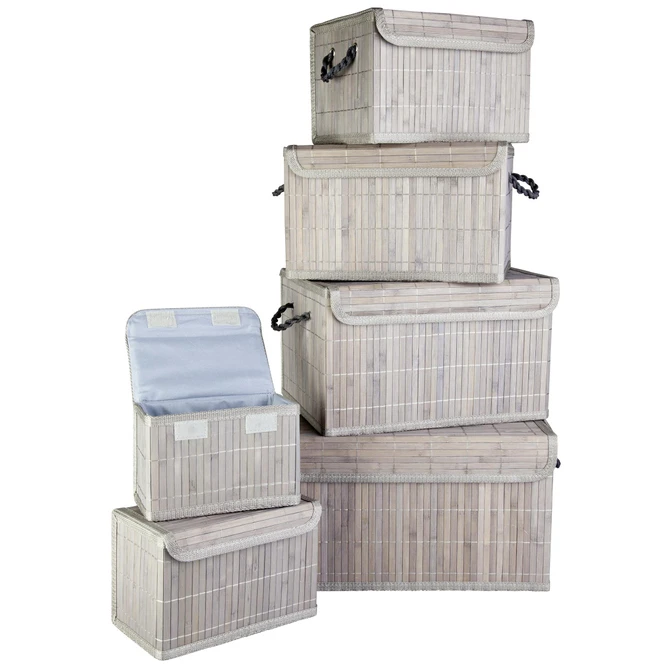 Aufbewahrungskiste - Aus Bambus - Grau - Verschiedene Größen 3 Aufbewahrungskiste - Aus Bambus - Grau - Verschiedene Größen