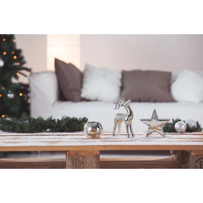 Stern, Aus Silber-glänzendem Keramik, 20,5x6,5x19,5 Cm 3 Stern, Aus Silber-glänzendem Keramik, 20,5x6,5x19,5 Cm