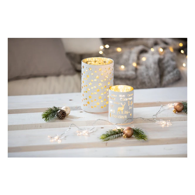 LED-Zylinder - Sterne - Aus Glas - Ca. 10 X 15,5 Cm 3 LED-Zylinder - Sterne - Aus Glas - Ca. 10 X 15,5 Cm